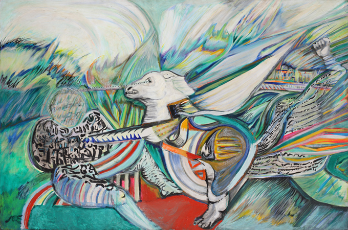 Luis Felipe Noé, Nada es verdad, todo es mentira II, 1977, técnica mixta sobre tela, 130 x 195cm